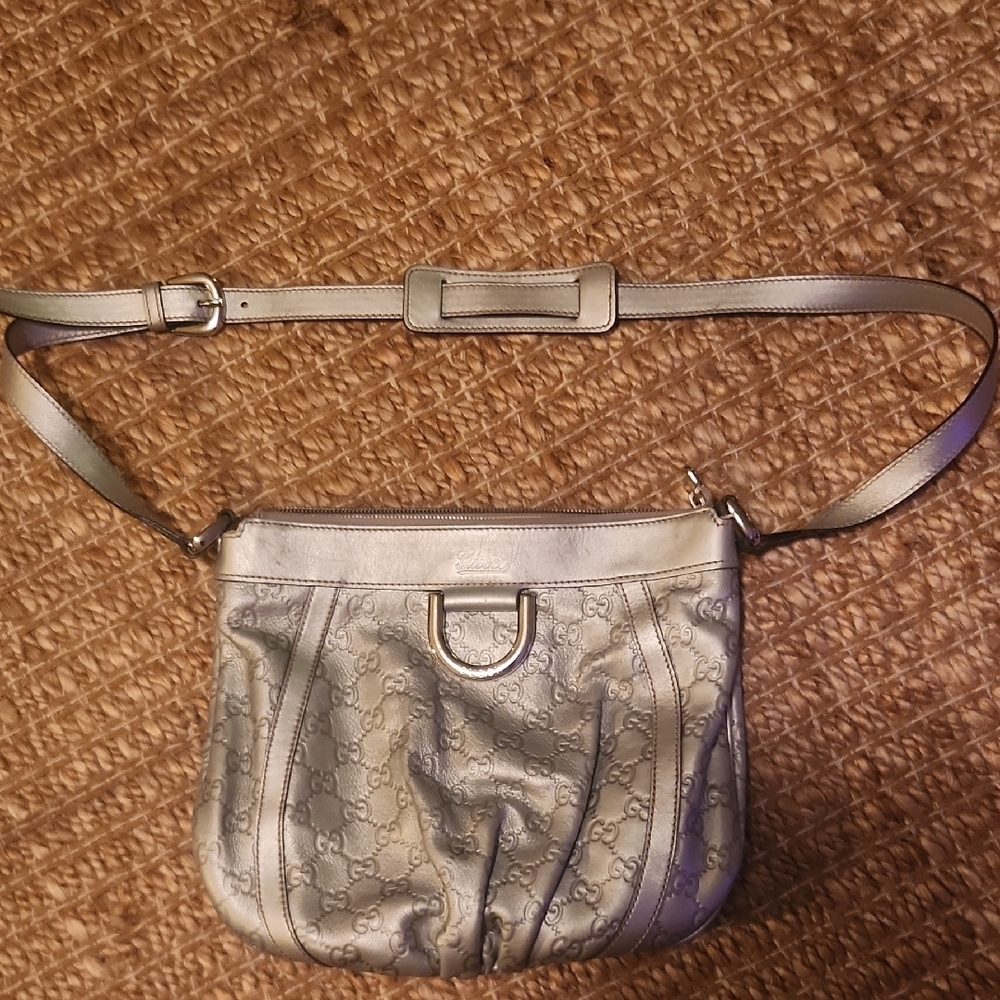 Gucci Silver Metallic Crossbody Bag with Adjustable Strap